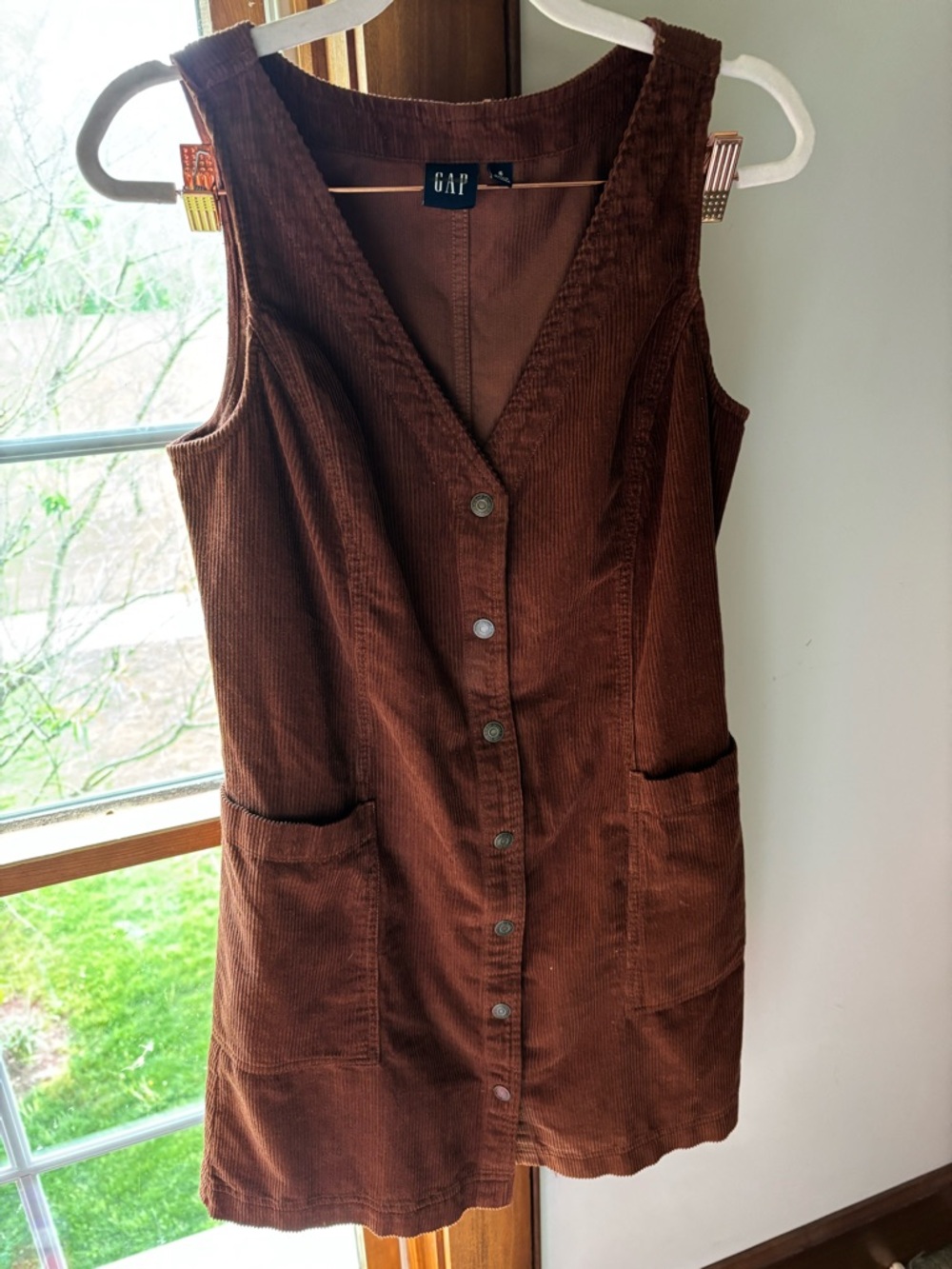 GAP Rust Brown Corduroy Button-Front Pinafore